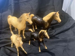 4 Vintage Breyer Horses Cream And Brown Stamped Breyer