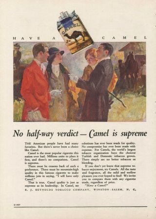 Vintage 1927 WRIGLEY ' S SPEARMINT GUM Print Ad - Camel Cigarettes Opposite Side 2