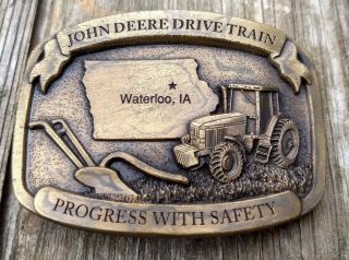John Deere Drive Train Progress With Safety Waterloo 91/92 Employee Belt Buckle