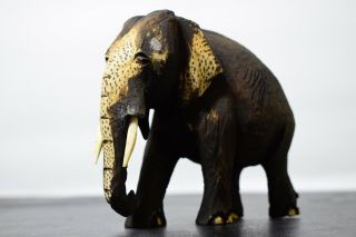 Hand Carved Mahogani Wood Elephant Figure Sculpture Real Elephant Style
