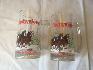 SIX (6) Budweiser Clydesdale Horses Wagon Beer Glass Mug 1989 Product 12 Ounce 3
