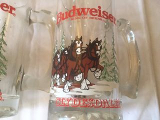 SIX (6) Budweiser Clydesdale Horses Wagon Beer Glass Mug 1989 Product 12 Ounce 4