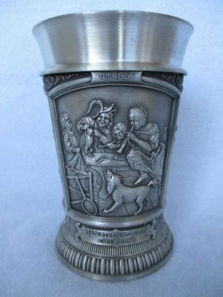 Vintage German Wmf Ornate Zinn Pewter Beer Goblet Mug Cup,  Rembrandt,  Lutenist