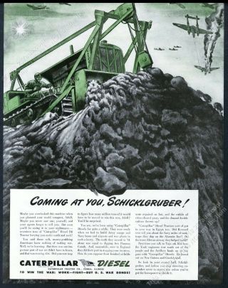 1943 Caterpillar Tractor D8 Diesel Us Army Tractor Art Vintage Print Ad