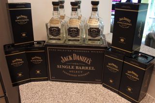 Jack Daniels Single Barrel Empty 750 Ml Full Case 6 Glass Bottles Cork Tag Boxes