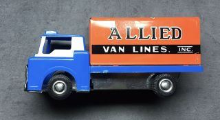 Allied Van Lines Vintage Tin Litho Friction Drive Plastic Toy Truck Japan