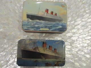 Two Vinage Tin Box Queen Mary Lithographed Very Rare