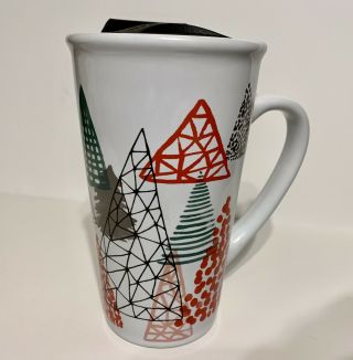 Starbucks 14oz Tall Ceramic Travel Lid Coffee Cup Mug With Trees