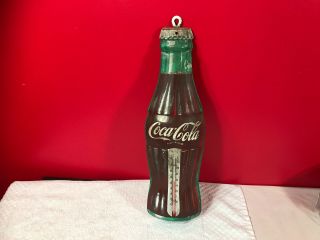 Vintage 1950s Coca Cola Coke Advertising Bottle Thermometer Sign
