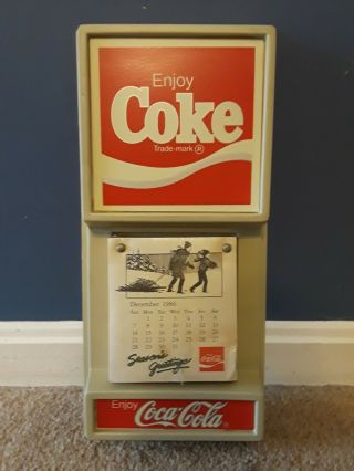 Vintage Collectible 1986 - 87 Coca - Cola Plastic Tear Away Paper Calendar Display