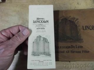Hotel Lincoln,  York City - - Early Advertising Items - Cigar Box & Rate Card 2