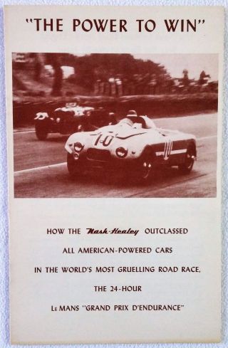 1953 Nash - Healey “the Power To Win” Sales Brochure Ambassador Sports Convertible