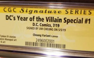 CGC SS 9.  8 DC Year of the Villians 1 1:500 SIGNED BY JIM Cheung Variant NM/MT 3