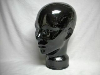 Life Size Black Glass Mannequin Head Hat Display 11 1/4” Pier 1
