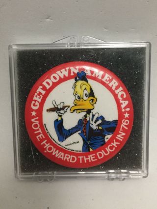 1976 Howard The Duck Pin By Marvel Comics 2 " - Vtg Get Down America Vote In 