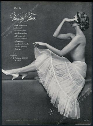 1955 Vanity Fair Lingerie Topless Woman Photo In Pettiskirt Vintage Print Ad