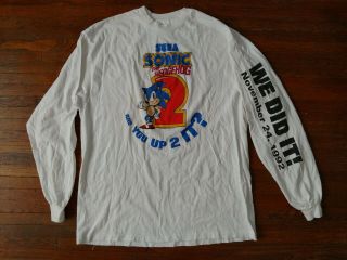 Ultra Rare Sonic The Hedgehog 2 Sega Employe Only Long Sleeve Shirt We Did It Xl