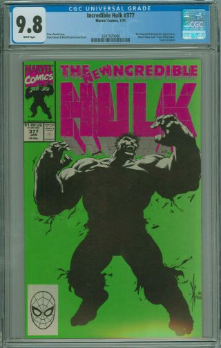 Incredible Hulk 377 Cgc 9.  8 1st App Professor Hulk Marvel 1991 Comb Ship Avail