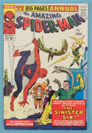 Spider - Man Annual 1 Vf/nm 9.  0 Marvel 1st Sinister Six Stan Lee Ditko