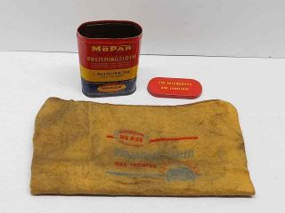 Vintage Mopar Wax Treated Polishing Cloth In Tin Can Gas Oil Garage Sign Car