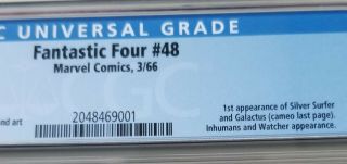 Fantastic Four 48 CGC 4.  0 | Marvel 1966 | 1st Silver Surfer & Galactus (Cameo) 3