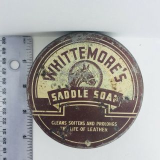 Whittemore ' s Saddle Soap Tin 7oz Brown White Boston Mass 8
