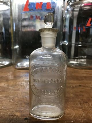 Vintage George B Evans Apothecary Embossed Medicine Bottle Philadelphia Pa