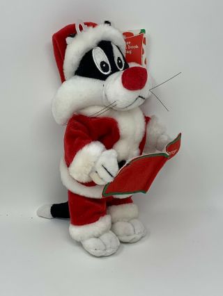 Warner Bros Studio Store Plush Santa Sylvester Cat Beanbag Looney Tunes 9 "