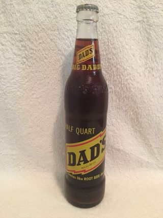 Full Half Quart Dad’s Big Daddy Root Beer Acl Soda Bottle
