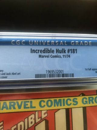 Incredible Hulk 181 CGC 8.  0 OW/W - 1st Appearance of Wolverine 3