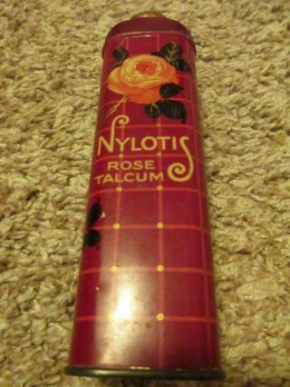 Vintage Talcum Powder Tin Nylotis Rose Gorgeous Rose Graphics Nyal Company