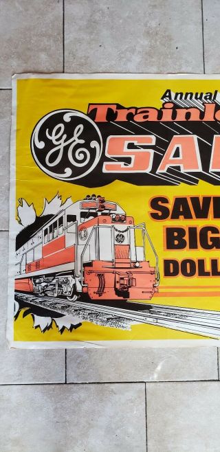 Vintage c.  1960 ' s GE General Electric Train Locomotive Paper Sign 3