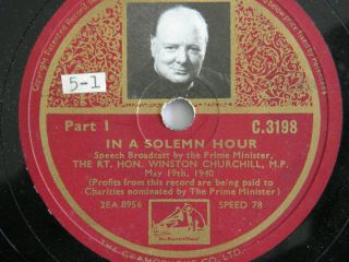 Winston Churchill Set Of 11 Hmv 78 Rpm Rare Records From The 1940 