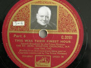 WINSTON CHURCHILL SET OF 11 HMV 78 rpm RARE RECORDS FROM THE 1940 ' s IN ALBUM 5