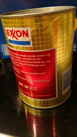 Exxon plus motor oil paper can Quart Advertising Rare full sae 30 3
