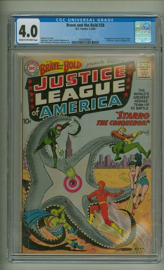 Brave And The Bold 28 (cgc 4.  0) C/ow Pages; 1st Justice League 1960 (c 24032)