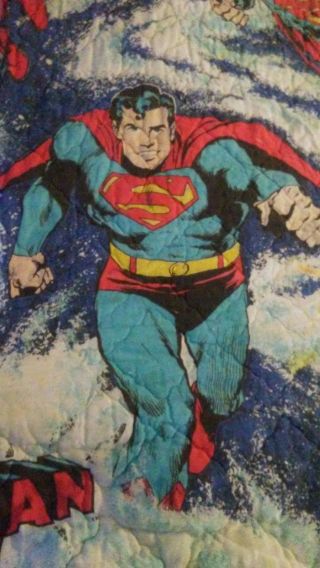 Vtg SUPERMAN Full Sized Blanket Quilt TM 1978 5