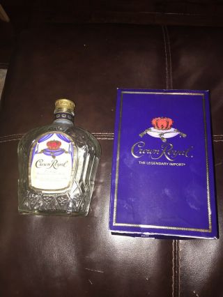 Crown Royal Canadian Whisky Empty Bottle 750 L Crafts Decanter W/ Lid And Box