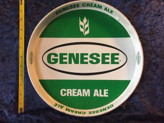 Vintage Genesee Cream Ale Green & White Beer 11 3/4” Metal Serving Tray