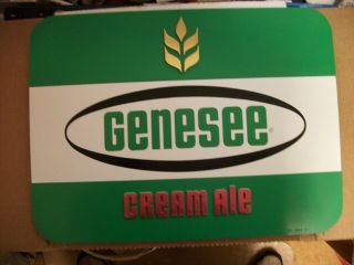 Green Plastic Genesee Cream Ale Sign - Has Hanger On Back 16 " X 12 "