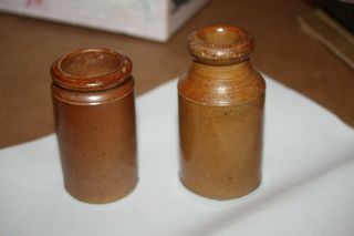 2 Antique Stoneware Master Ink Bottle