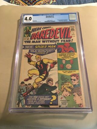 Daredevil 1 Cgc 4.  0 Off - White Pages First Appearance Of Daredevil
