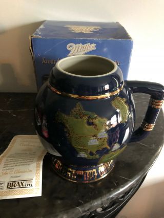 2000 Limited Edition Miller Brewing Co Around The World Brax Globe Beer Stein