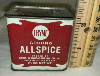 Antique Tryme Allspice Spice Tin Litho Can Knoxville Tn Vintage Grocery Store