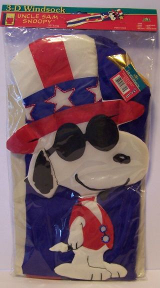 Snoopy Uncle Sam Windsock Joe Cool Peanuts 4th Of July Patriotic Red White Blue