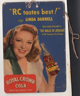Rc Cola Royal Crown Cola Linda Darnell 2 - Side Card Rare Ld5