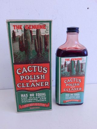 Vintage Cactus Polish & Cleaner Bottle Box Old Stock Nos Advertising