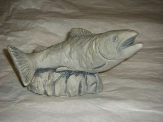 Fish Sculpture Glacial Ice Age Figurine Ace Alaska Bass Trout Statue