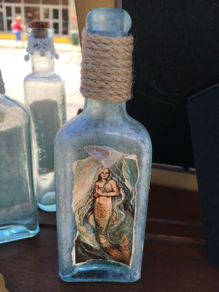 Antique Bottle Mermaid Vintage Nautical 6” Decoration