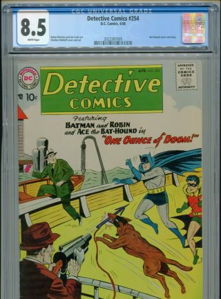 1958 Dc Detective Comics 254 Batman Bat Hound Cgc 8.  5 White Highest Graded Box1